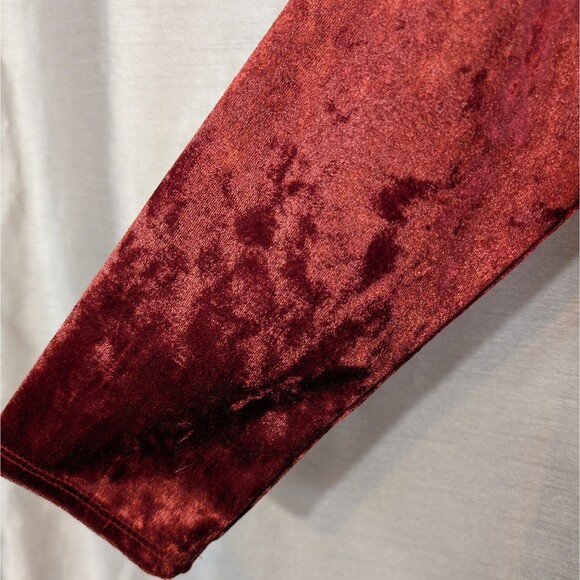 Honeyme Women's SM Velvet Velour Peplum Tunic Rusty Red Whimsygoth Bohemian Boho - Picture 13 of 16